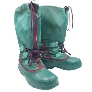 SOREL Vintage Teal Purple Nylon Winter Outdoor Snow Boots Womens 6